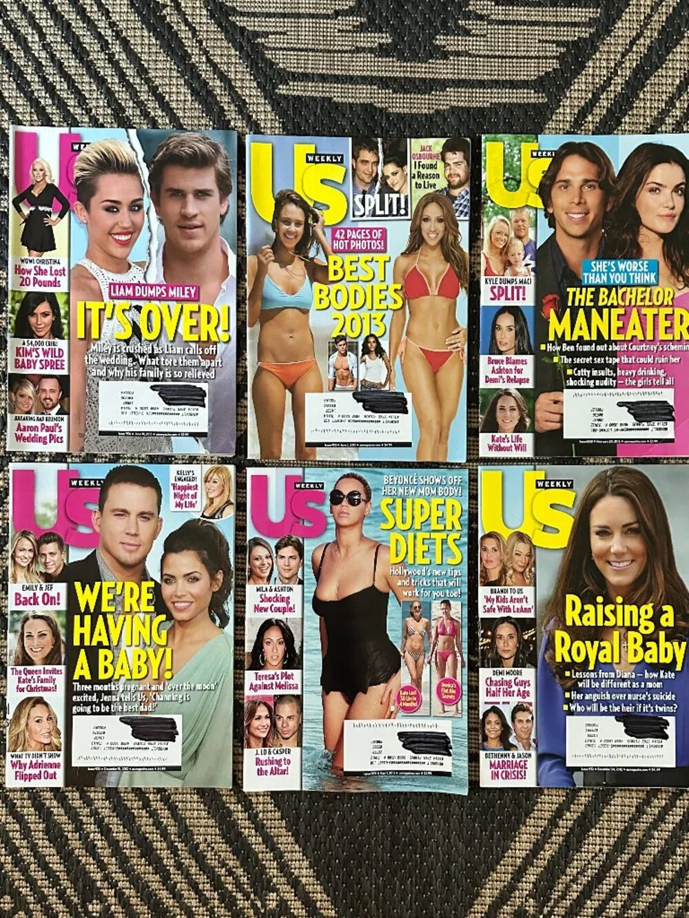 Vintage Lot of 6 US Weekly Magazines 2012&13 Celebrity Gossip Fashion Party Life